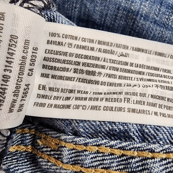 Abercrombie & Fitch Button Fly  Cotton Jean Short Cuff Medium Wash Size 4/27 - Picture 11 of 11